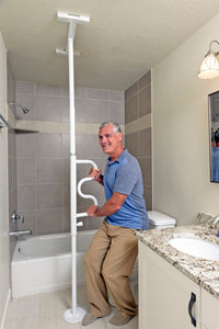 Stander Security Pole & Curve Grab Bar-White
