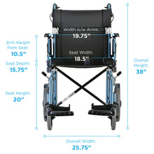 Load image into Gallery viewer, Nova 19&quot; Transport Chair with 12″ Rear Wheels

