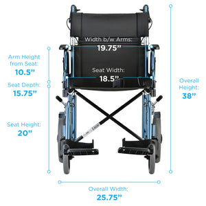 Nova 19" Transport Chair with 12″ Rear Wheels
